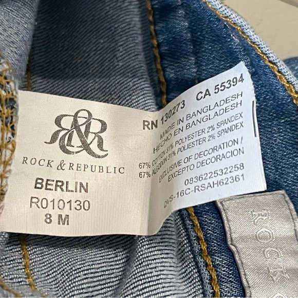 Rock & Republic women’s Berlin jeans skinny mid rise some distressing size 8 M - Picture 12 of 12